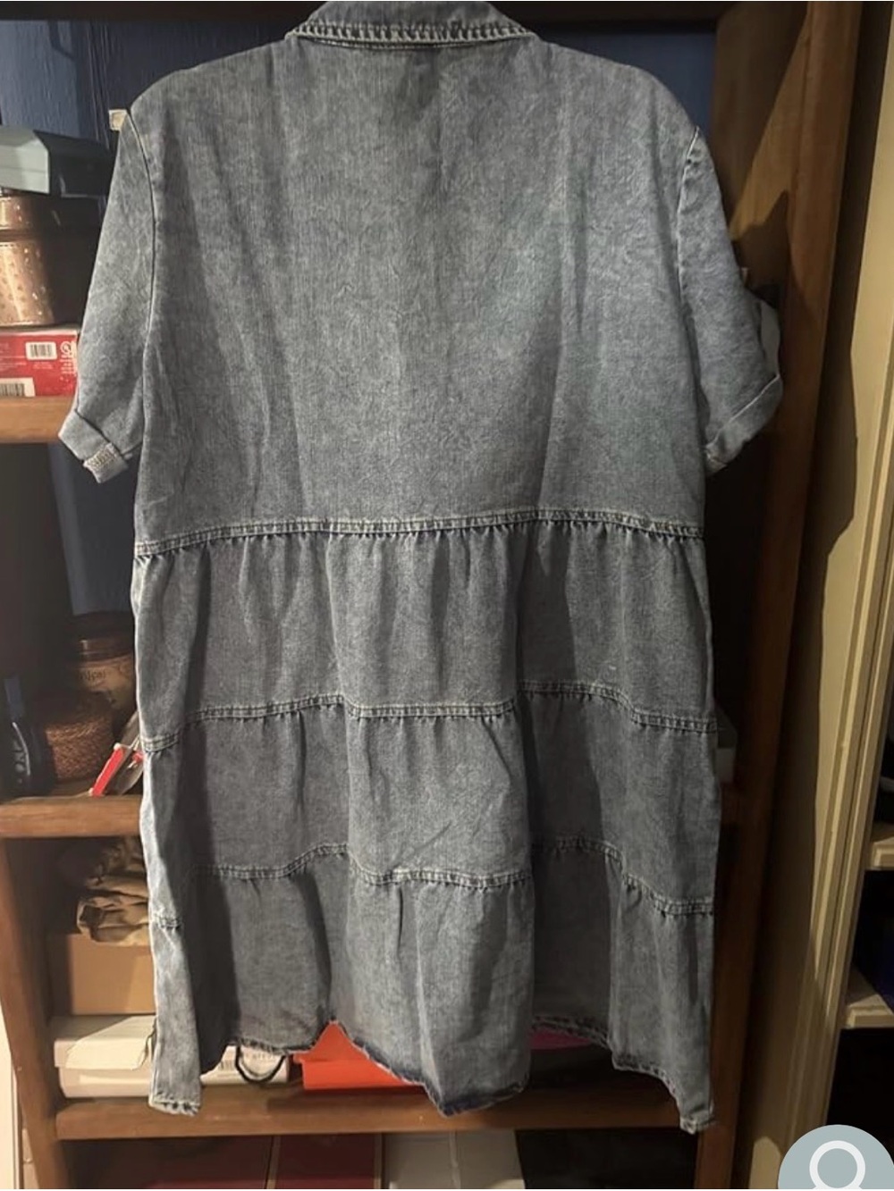 Amazon Blue Washed Denim Button-Front Mini Dress - Picture 4 of 6